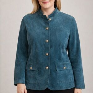 Charter Club Teal Genuine Suede Leather Jacket Women's 2X-3X